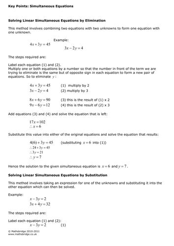 Image result for Simultaneous Equations Revision