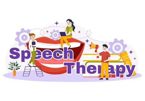 Speech Therapy Vector Illustration with Kids Training Basic Language ...