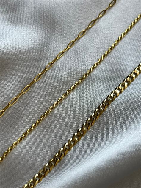 18k Gold Cuban Link Chain Necklace, 18k Gold Link Chain, 18k Gold ...