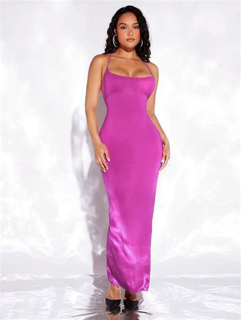 evoluSHEIN X Anitta Solid Crisscross Backless Bodycon Dress | SHEIN USA