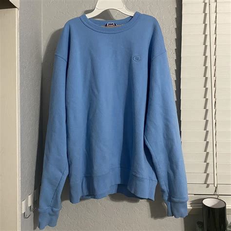Champion Sky Baby Blue Sweater Crewneck Size Men's... - Depop