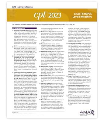 Buy CPT and HCPCS Level II 2023 Express Reference Coding Card Modifiers ...
