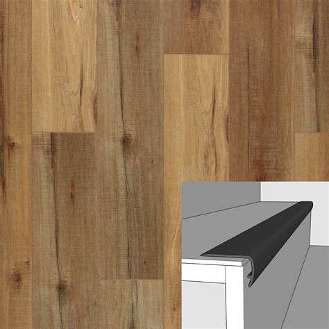 Pompano Pine 94in. Vinyl Overlapping Stairnose | Floor and Decor