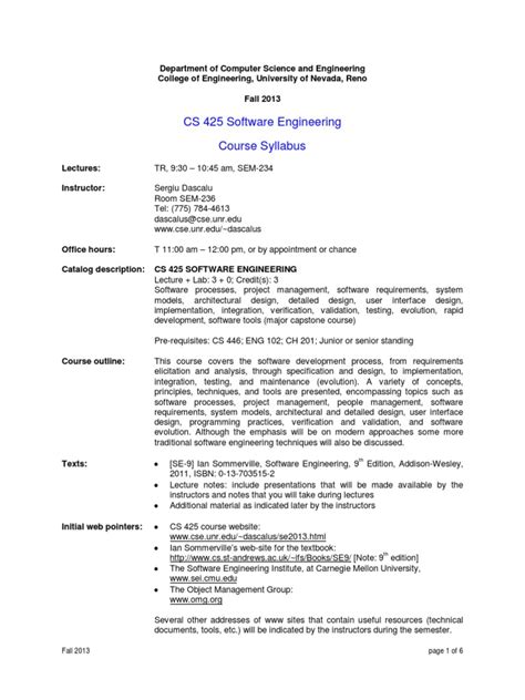 Software Engineering Course Syllabus 的图像结果