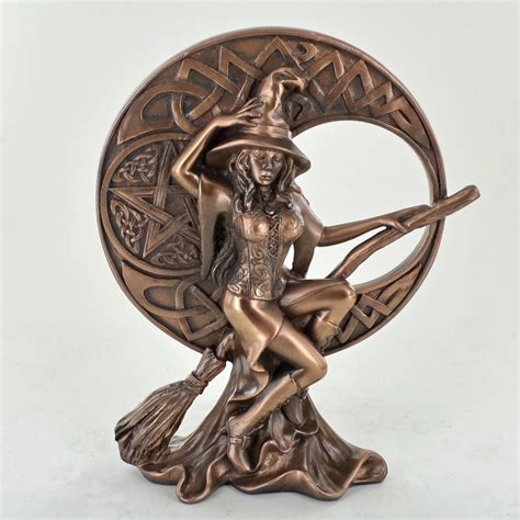 Witch with Celtic Moon Cold Cast Bronze Sculpture - Prezents.com
