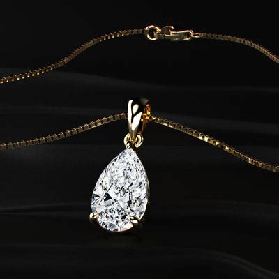 Pear Shaped Diamond Solitaire Pendant in Gold | Earthly Jewels