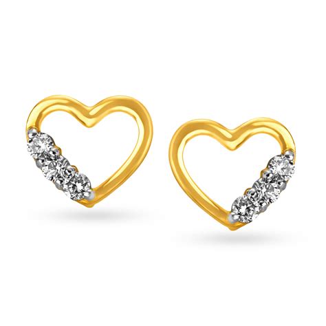Petite Heart Motif Diamond Stud Earrings