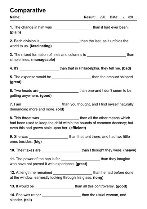 Compraretive Worksheet 的图像结果