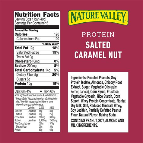 Nature Valley Chewy Granola Bar, Protein, Salted Caramel Nut, 1.4 Ounce ...