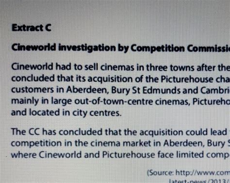 Question 5Extract CCineworld investigation by Competition Commission ...