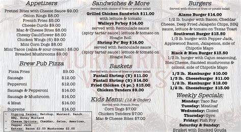 Patti's Murmuring Waters Lodge menu in St Germain, Wisconsin, USA