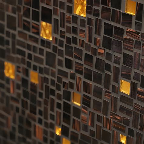Klimt Randomly Dark Brown Black Gold Glass Mosaic Wall and Floor Decor ...