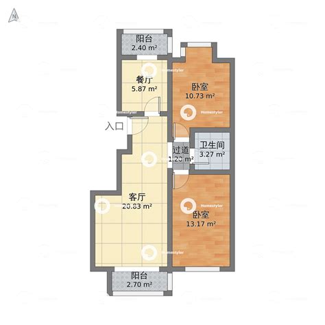 北京市朝阳区 CBD总部公寓二期小区2室2厅1卫 99m²-v2户型图 - 小区户型图 -躺平设计家