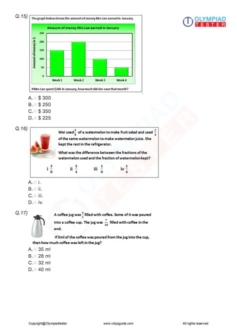 Class 3 IMO PDF Worksheet 04 | Math olympiad, Math olympiad questions ...