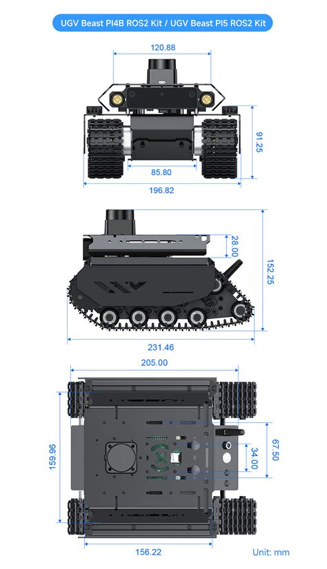 UGV Beast ROS 2 Open-source Off-Road Tracked AI Robot, Dual controller ...