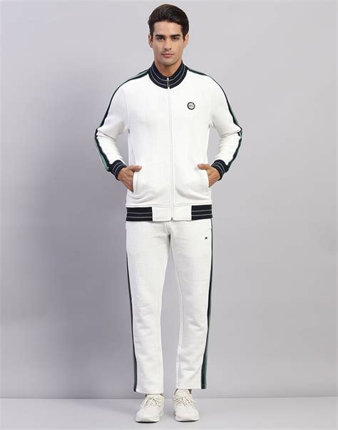 Buy Men White Self Design Mock Neck Full Sleeve Winter Tracksuit Online ...