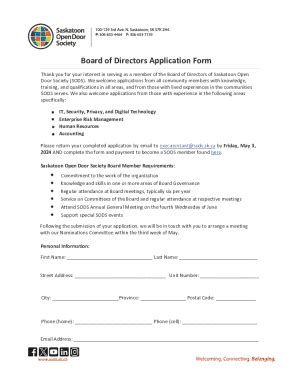 Canada SODS Board Of Directors Application Form 2024-2026 - Fill and ...