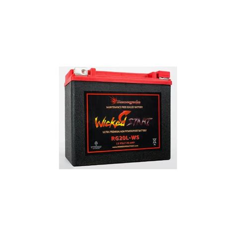 RENEGADE BATTERY UTV Battery; RG20L-WS; Can-am (2013, 2014, 2015, India ...