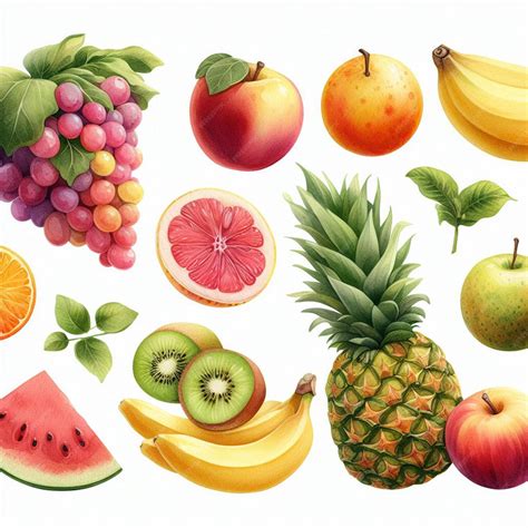 Premium Photo | Watercolor fruits clip arts set