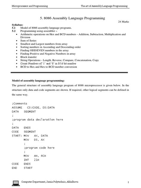 Image result for Example of Assembly Program