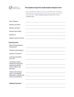 Online Prescription Drug Prior Authorization Form - Scott & White ...