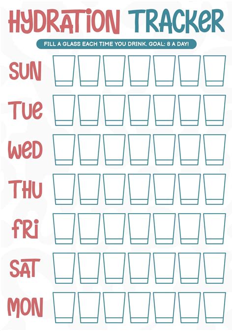 Water Intake Chart Printable | Water intake chart printable, Water intake chart, Water tracker ...