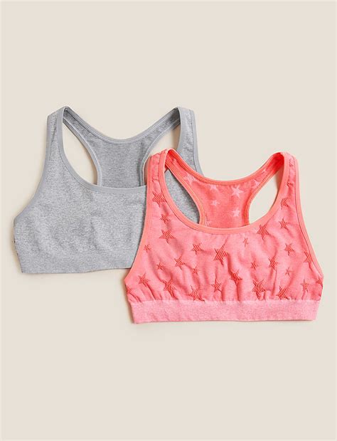 Buy 2pk Seamfree Star Crop Tops (6-16 Yrs) at Marks & Spencer