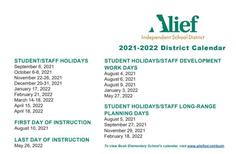 Alief Calendar 2022 [Google Sheet 500kb] - Eli Calendar and Public Holidays