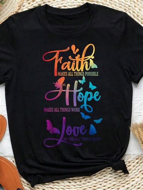 SHEIN CURVE+ Plus Size Women's Summer Butterfly And Slogan Print Round ...