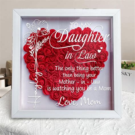 Personalized Daughter-in-law Heart Flower Shadow Box, Gift for Daughter ...