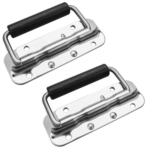 2Pcs Box Handles Spring Folding Handle Metal Chest Handle Flight Case ...