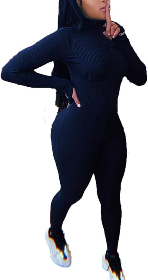 Buy ECHOINE Womens One Piece Bodycon Jumpsuit -Sexy Long Sleeve High ...