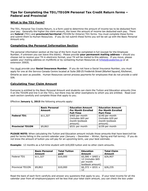 Td1 Form Explained - Printable Forms Free Online