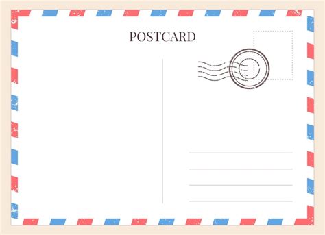 Modello di cartolina. Retro della cartolina postale in carta bianca con ...