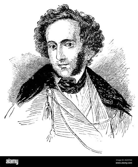 Portrait of Felix Mendelssohn - a German composer, pianist, organist ...