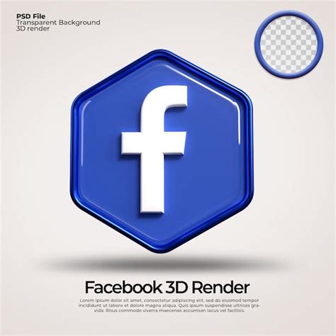 3d icons transparent facebook with hexagon elements | Premium PSD