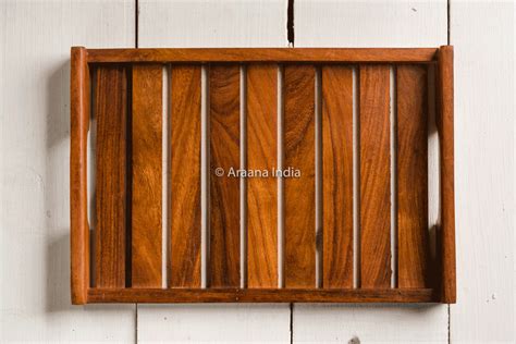Dhaari Striped Wooden Serving Tray | Platter for Kitchen - IKIRU