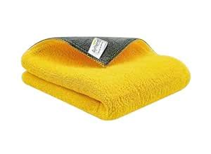 SOFTSPUN 900 GSM, Microfiber Cloth 30X40 Cms 1 Piece Yellow+Grey Towel ...