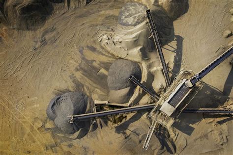 Aerial view of sand and gravel mining operation photo - Climate change ...
