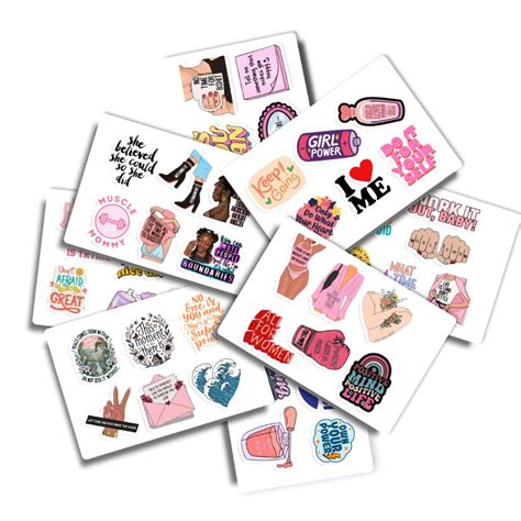Generic 50pcs Feminist Women Empowerment Stickers - Pink, Vinyl ...