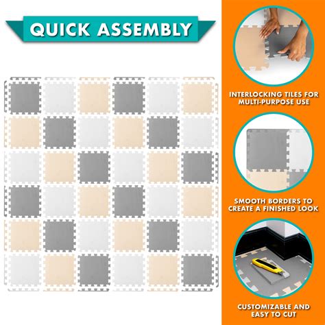 ProSource Foam Puzzle Floor Play Mat for Kids and Babies with Solid ...