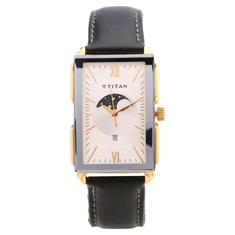 Buy Online Titan Moonphase Silver Dial Quartz Leather Strap Watch for ...