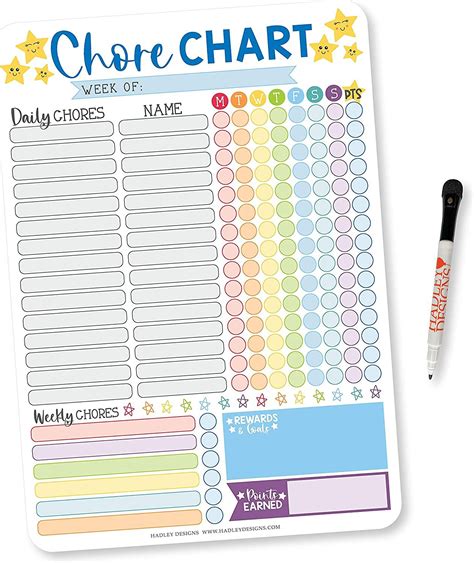 Buy Colorful Dry Erase Chore Chart for Multiple Kids, Chore Reward ...