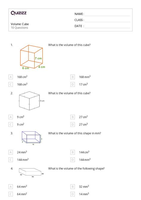 50+ Volume worksheets for 7th Class on Quizizz | Free & Printable