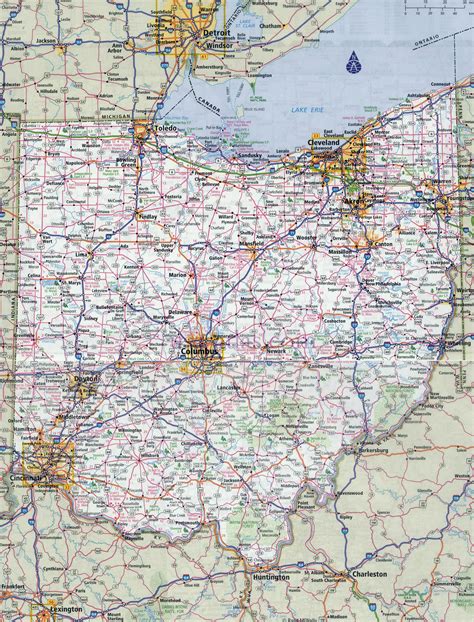 Large detailed roads and highways map of Ohio state with all cities | Ohio state | USA | Maps of ...