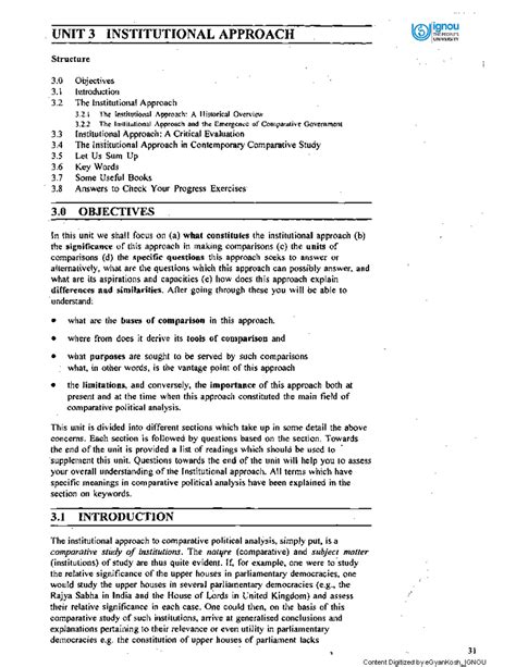 Unit-3 - UNIT 3 INSTITUTIONAL APPROACH Structure Objectives Introductio ...