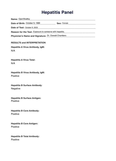 Hepatitis Panel & Example | Free PDF Download