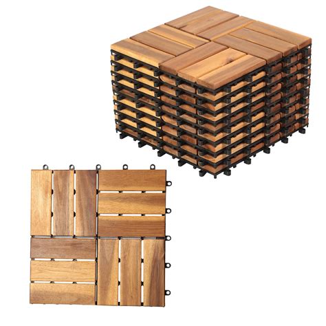 Snapklik.com : 10 PCS Wood Interlocking Deck Tiles, Flooring Patio ...