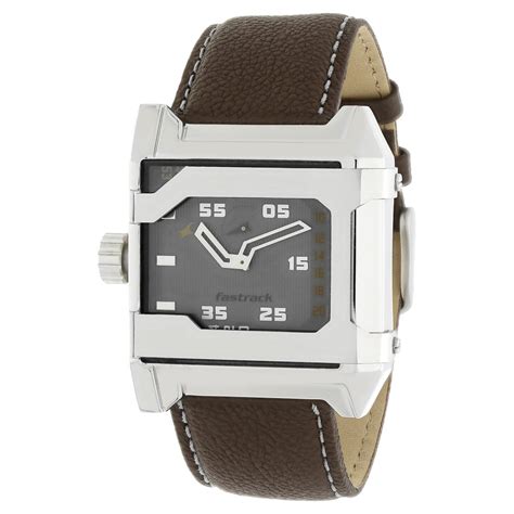 Buy Online Fastrack Quartz Analog Grey Dial Leather Strap Watch for ...