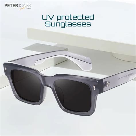 PETER JONES EYEWEAR Full Rim Square Reto Square Large Size UV/UB ...